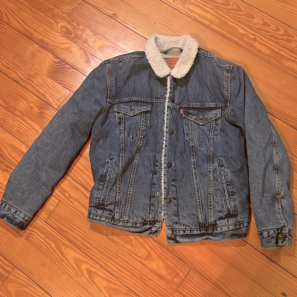 Levi trucker denim Sherpa fur jean jacket